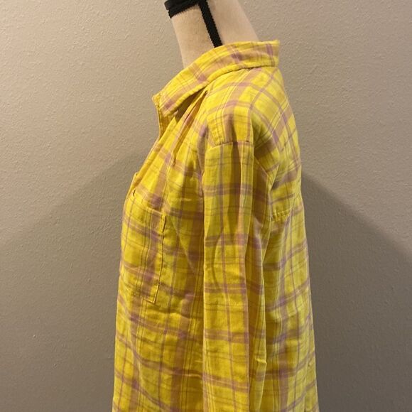 NWOT Anthropologie x Seen Worn Kept Plaid Buttondown Top Shirt in Yellow Size 6 - Picture 12 of 16